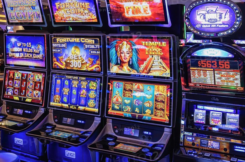 Las Vegas, USA, 2 May, 2025: Casino gambling blackjack and slot machines waiting for gamblers and tourist to spend money
