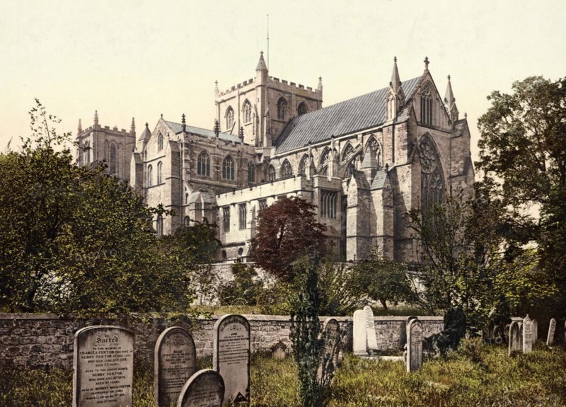Ripon Cathedral, Cathedral Church of St Peter and St Wilfrid, Anglican cathedral in Ripon in the English county of North Yorkshire, England, around 1890, Historic, digitally restored reproduction from a 19th century original
