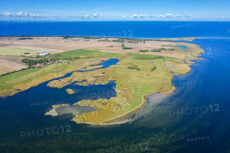 Aerial view over the Salzhaff, formed by the island of Poel and shallow bay of the Baltic Sea near Wismar, Mecklenburg-Western Pomerania, Germany