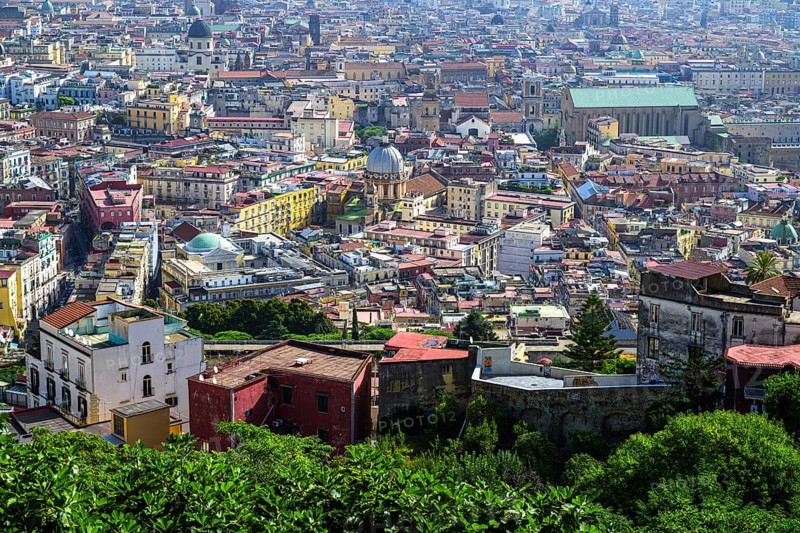 View of Naples and Vesuvius from Castel Sant'Elmo, Campania, Italy