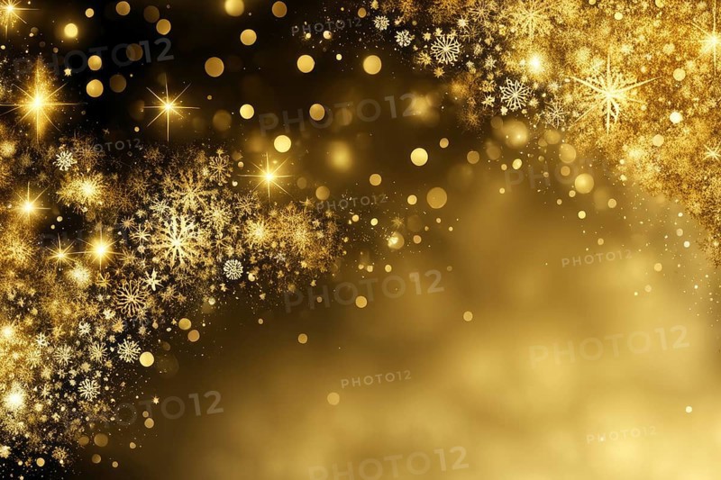 Elegant and sparkling design with golden stars and glitter in a festive setting, AI generated