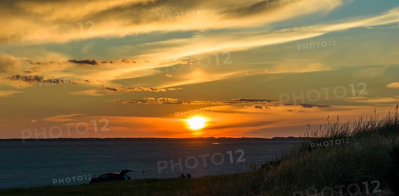 Panorama, sunset, dunes on Sønderstrand, Rømø, Denmark