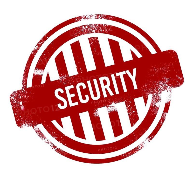 Security, red grunge button, stamp