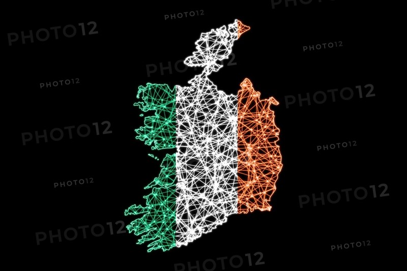 Map of Ireland, Polygonal mesh line map, flag map