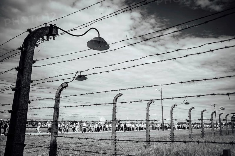 Barbed wire fence in a German concentration camp from World War II