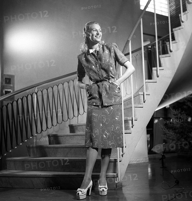 Fashion of 1946. A young female model dressed in the fashion of the year. Kristoffersson ref Y84-1