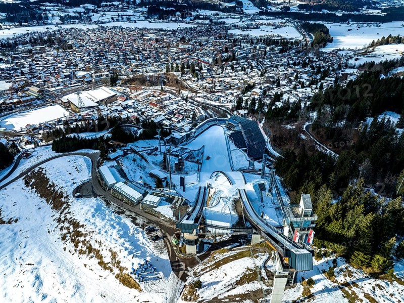 Aerial view, Oberstdorf in winter, Illertal, Allgäu Alps, Allgäu, Bavaria, Germany