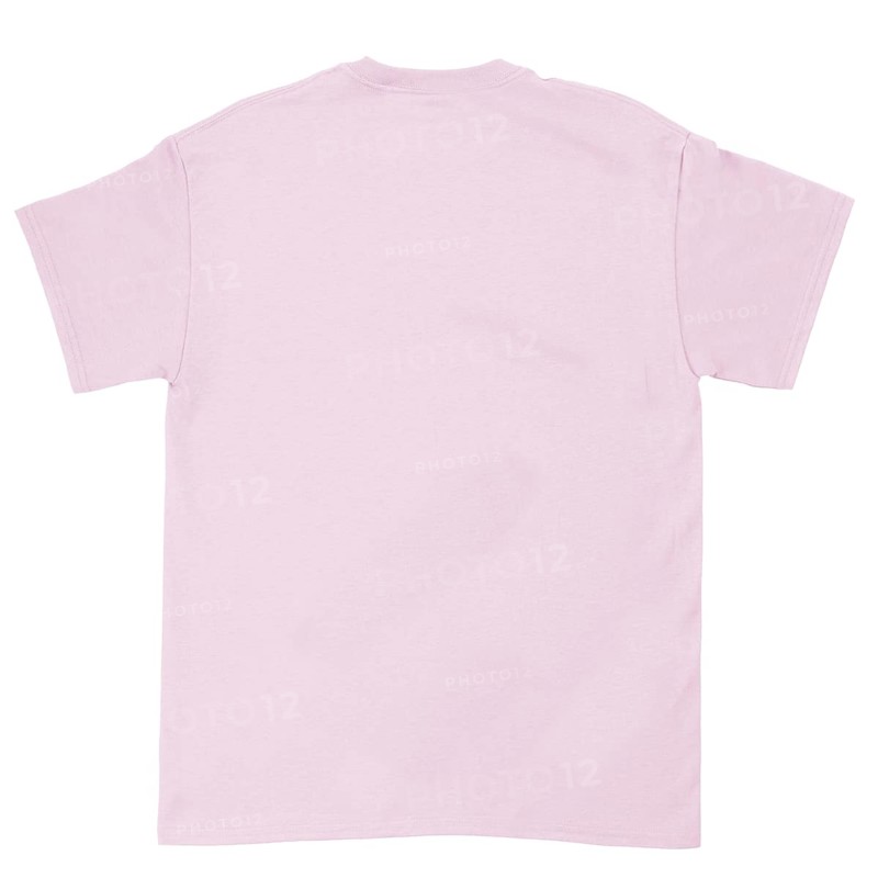 A plain pink t-shirt with short sleeves and a simple design, suitable for casual wear