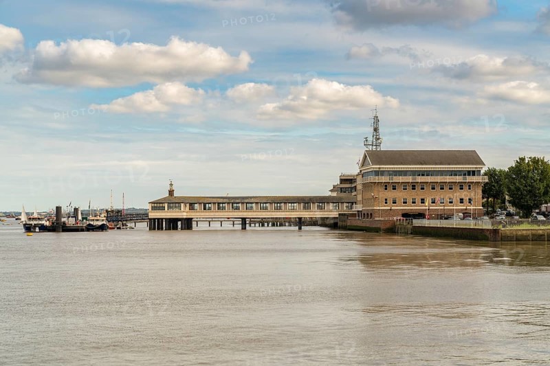 Gravesend, Kent, England, UK, September 23, 2017: View at the River Thames and the Royal Terrace Pier