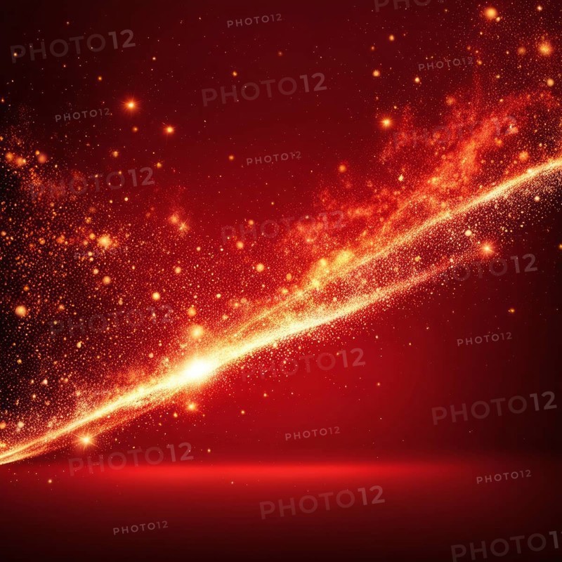 Diagonally arranged glowing red particles creating an abstract cosmic effect, AI generated