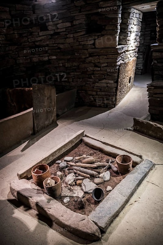 Replica of a house from the Neolithic settlement of Skara Brae, Mainland, Orkney Islands, Scotland, Great Britain