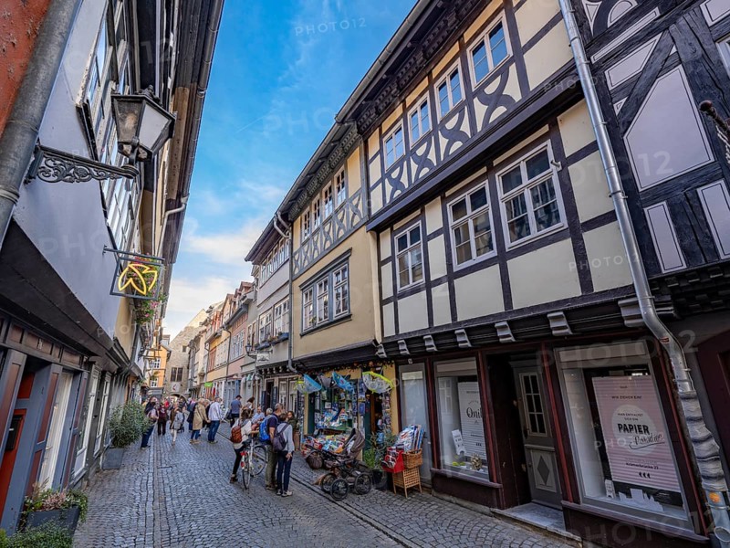 Commercial buildings on the Krämerbrücke over the Gera, Erfurt, Thuringia, Germany