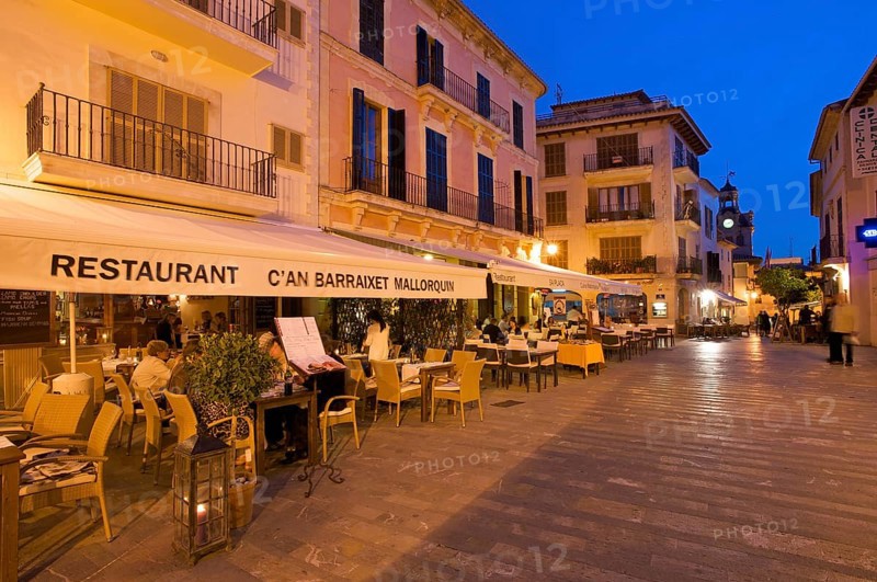 Restaurant, Old Town of Alcudia, Majorca, Balearic Islands, Spain