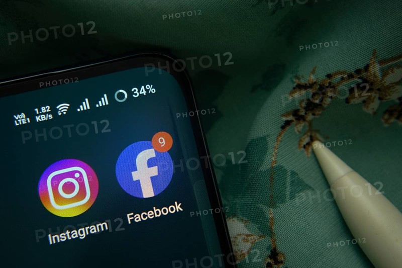 Dhaka, Bangladesh- 07 May 2025: Facebook and Instagram app icon is seen on smartphone