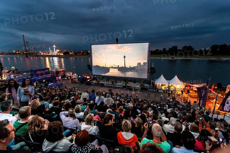 Open air cinema on the Rhine, Düsseldorf, North Rhine-Westphalia, Germany