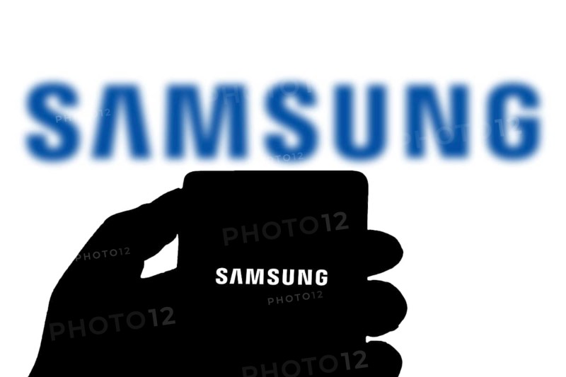 Samsung logo on smartphone screen.