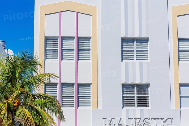 Art deco hotel facade, Ocean drive, South Beach, Miami, Florida, USA