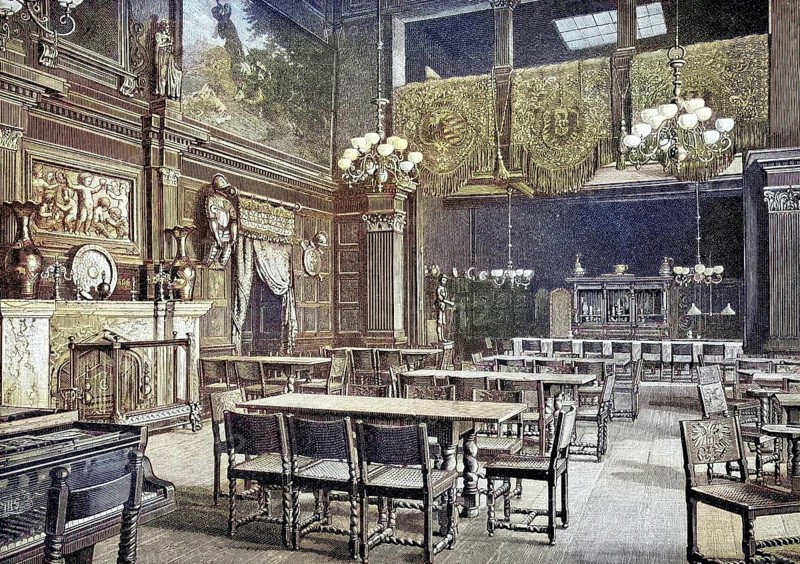 The parlour of the artist's workshop, Malkasten, in Düsseldorf, Germany, illustration, published 1890, reproduction, digitally enhanced, historical