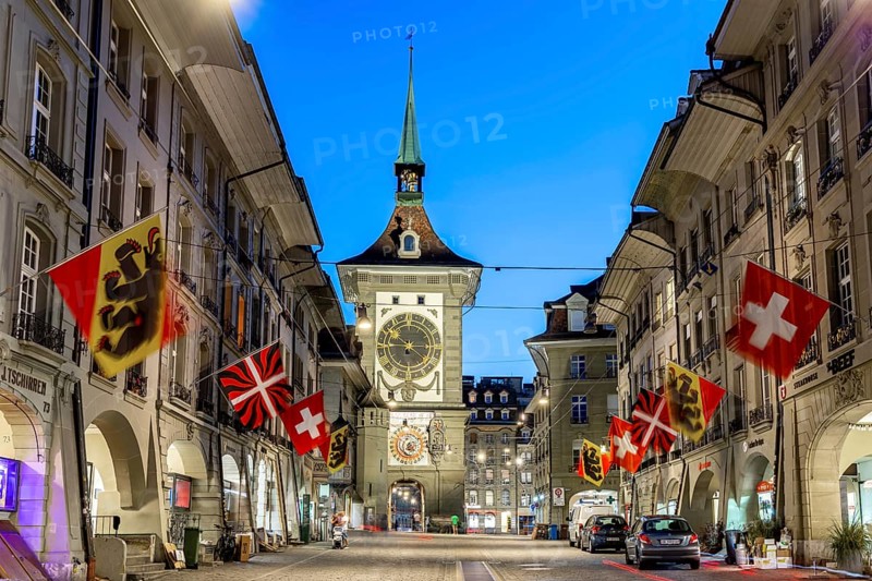 Bern Old Town with Zytglogge at night City in Bern, Switzerland