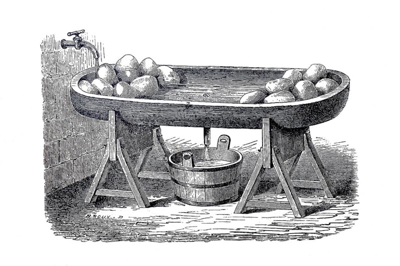 Dairy industry, butter production, apparatus for salting butter, around 1860, digitally improved reproduction of a 19th century model, historical, exact date unknown
