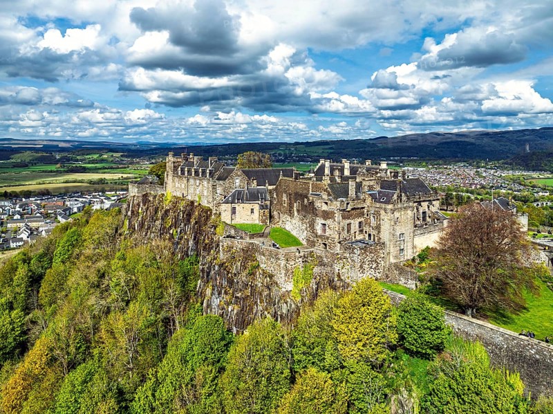 Stirling Castle from a drone, Stirling, Scotland, England, United Kingdom