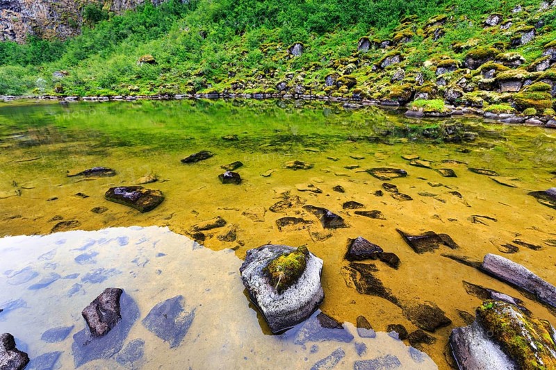 Lake Botnstjörn, Asbyrgi Gorge, Jökulsargljufur National Park, Iceland