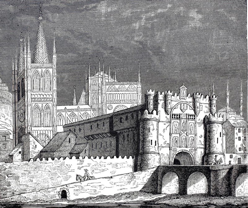 Cathedral of Burgos c. 1860, Castile-Leon, Spain, Historical, digitally enhanced reproduction from an original c. 1860