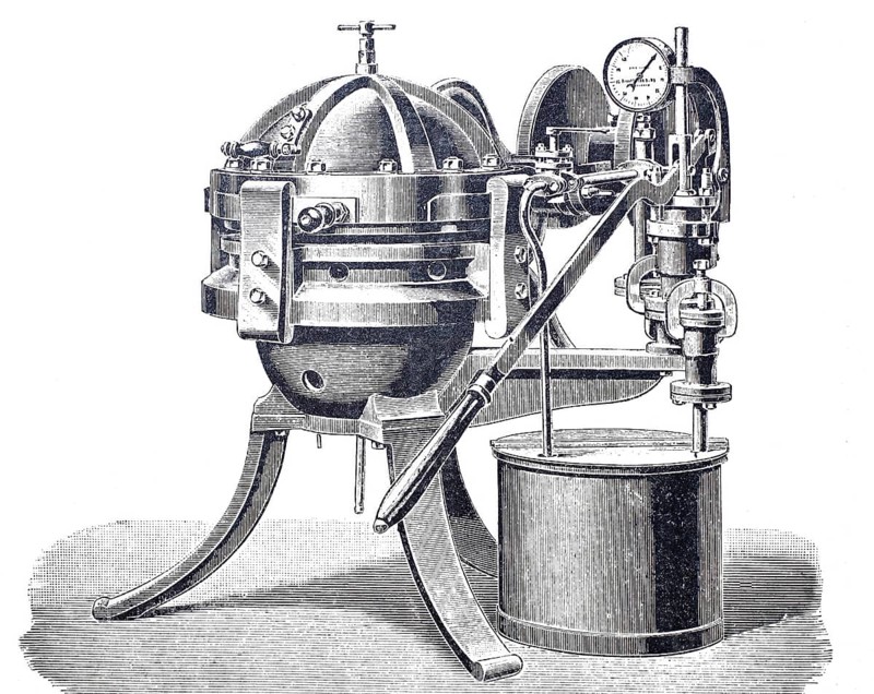 Hat maker, press for moulding straw hats and felt hats by Grahl and Boehl in Dresden, digitally improved reproduction of a 19th century model, historical, exact date unknown