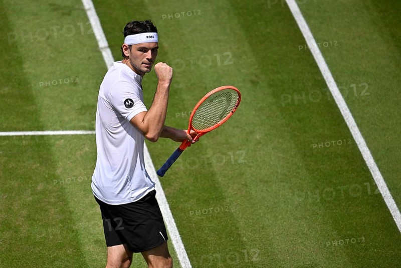 Taylor Fritz USA Cheering Emotion Gesture Gesture Tennis, ATP 250, BOSS Open 2025, Stuttgart, Baden-Württemberg, Germany