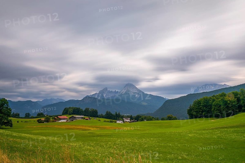 Dramatic weather over the Alps in Berchtesgadener Land with a view of the Watzmann