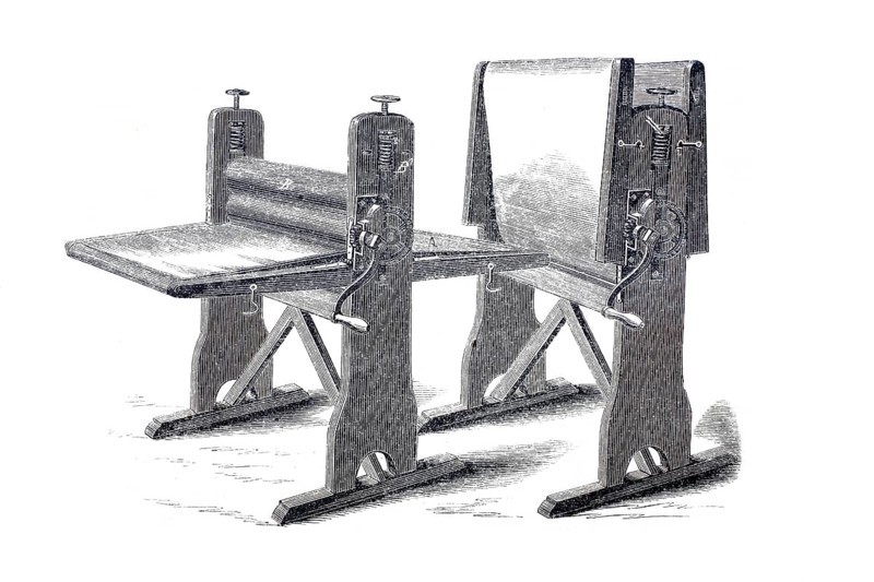 Household, American washer and flattener, by M. Lesley from New York, Historical, digitally enhanced reproduction of a model from around 1860