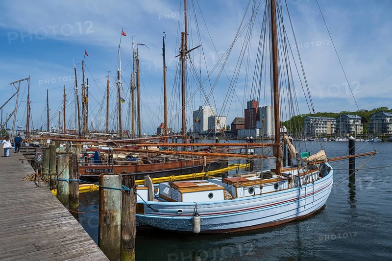 Sailing boats in the museum harbour, Flensburg, Flensburg Fjord, Baltic Sea, Schleswig-Holstein, Germany
