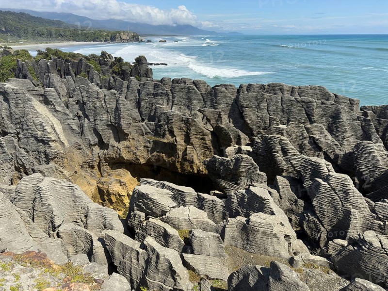 Pancake Rocks in Paparoa National Park, South Island, New Zealand, Oceania