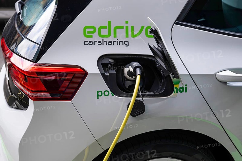 Electric car charging, Interlaken, Bern, Switzerland