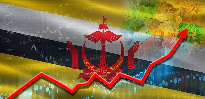 Brunei financial growth on market graph. Brunei economic growth on financial graph