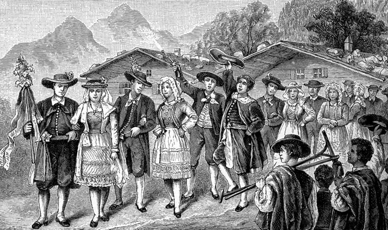 Carinthia, Austria, a wedding celebration, here in the valley Gailthal, Gailtal, illustration from 1894, reproduction, digitally enhanced, historical