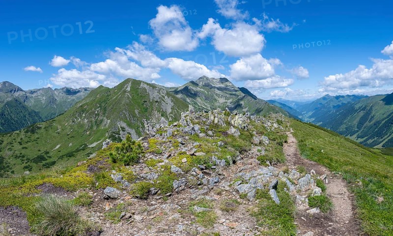 View from the Hornfeldspitz, Schladminger Tauern, Sölktäler nature park Park, St. Nikolei, Styria, Austria