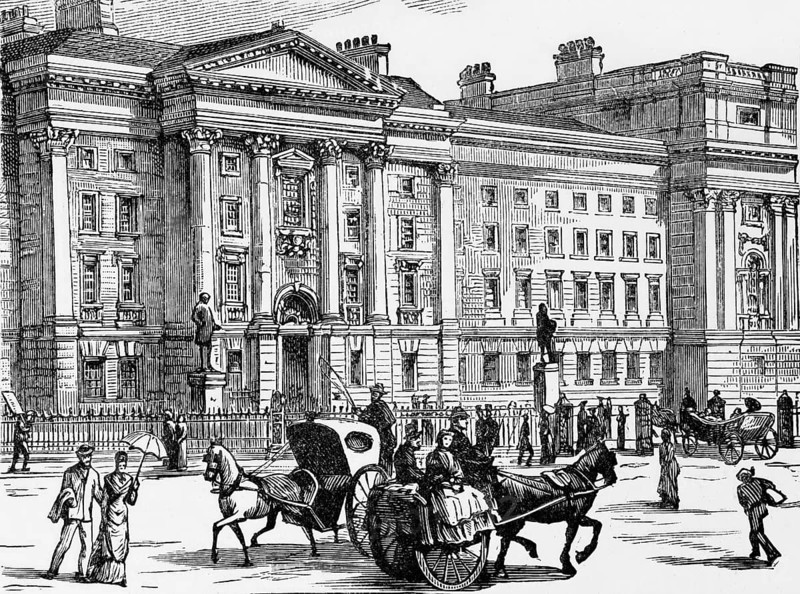 View of Trinity College, Dublin, Ireland, from the late 19th century, digital reproduction of a historical model