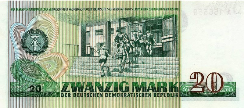 Banknote, banknote, 20 Mark, GDR, reproduction of a historical banknote