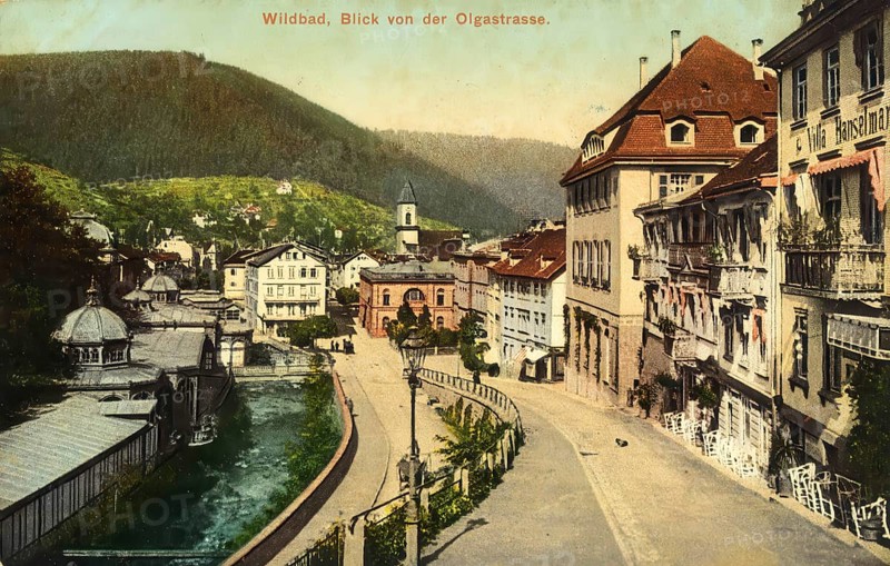 Historical postcard, picture postcard, Wildbad, Bad Wildbad, Baden-Württemberg, Germany, digitally enhanced reproduction of an original from around 1900, picture postcard