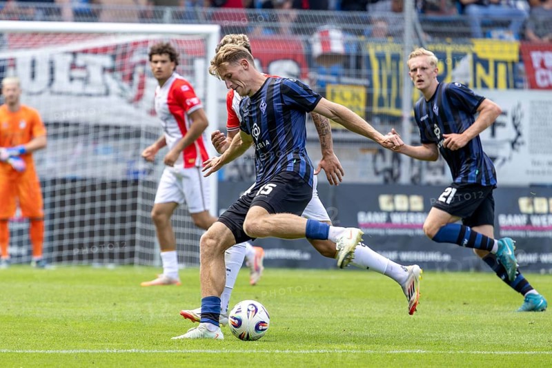 Waldhof Mannheim v FC Emmen, Netherlands (last test match in front of the start of the new season) ***On the ball: Malte Karbstein (15, Mannheim)