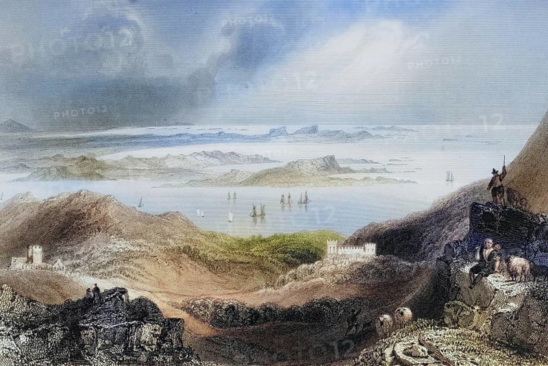 Clifden Castle, Connemara, County Galway, Ireland, from the Landscape and Antiquities of Ireland, 1841, digital reproduction of a historical model