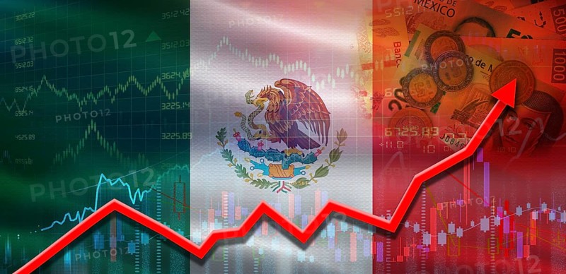 Mexico financial growth on market graph. Mexico economic growth on financial graph
