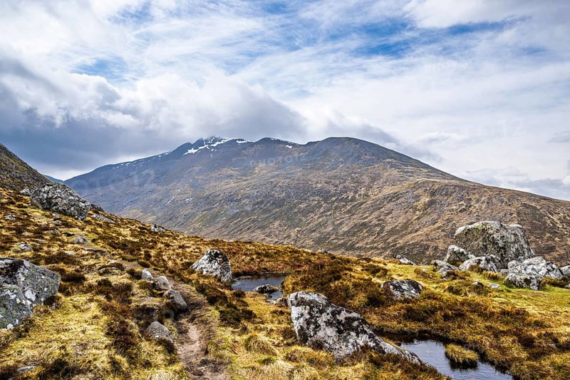 View from Nevis Range Mountains, Grampian Mountains, Fort William, Highland, Lochaber, Scotland, UK
