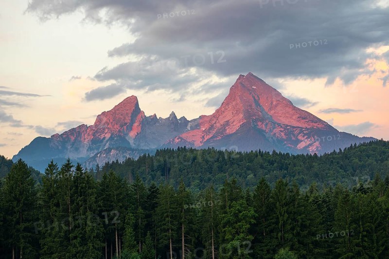 Morning alpenglow with a view of the Watzmann