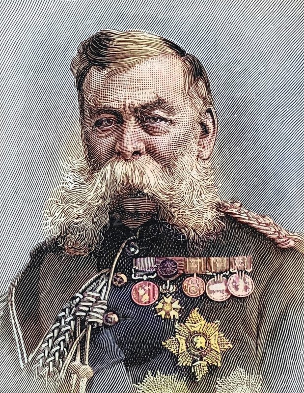 Field Marshal Sir John Linthorn Arabin Simmons, 1821 to 1903, British soldier. From the Strand Magazine, published in 1897, digitally restored reproduction of a 19th century original (coloured), historical, exact date unknown
