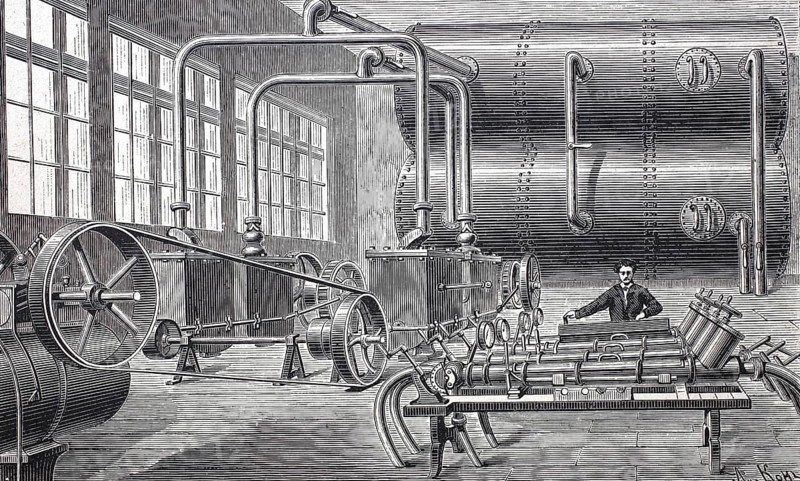 Pneumatic post, main station of the pneumatic post in Paris, around 1860, France, digitally enhanced reproduction of a 19th century model, historical, exact date unknown