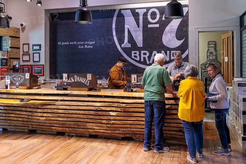 Visitors shopping in the store at the Jack Daniel Distillery in Lynchburg, Tennessee