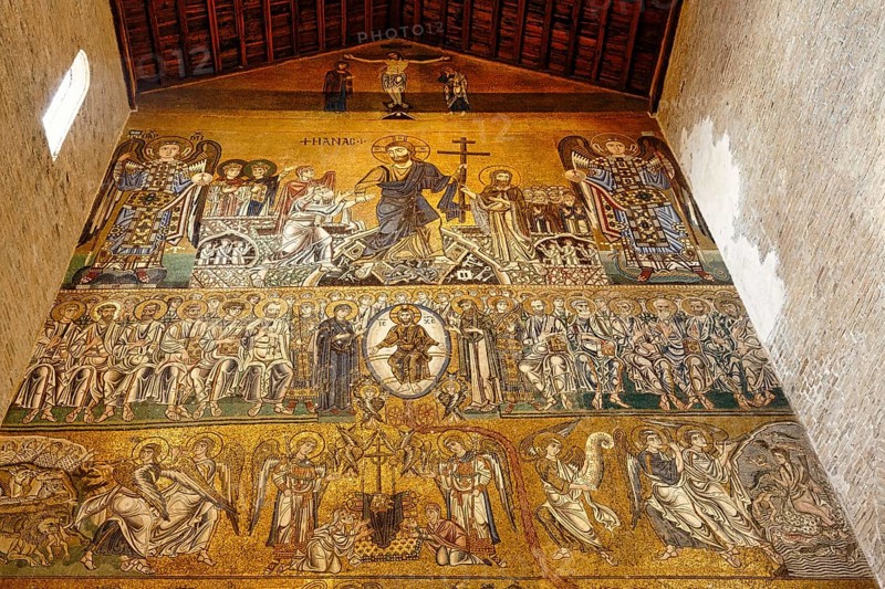Byzantine mosaic, mural in the Basilica of Santa Maria Assunta, Torcello Island, Venice Lagoon, Veneto, Italy