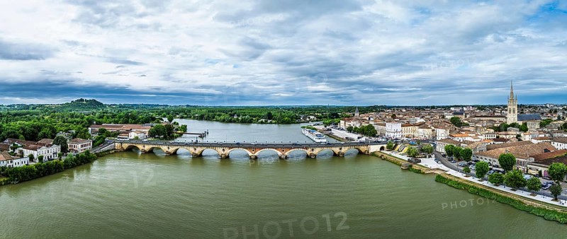 Panorama of Libourne from a drone, Gironde, Nouvelle-Aquitaine, Saint-Emilion and Pomerol, Southwestern France